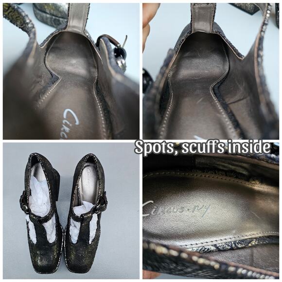 Metallic MaryJane Platform Heel Sam Edelman Circus Kay Size 9.5 Brown Floral EUC - Picture 9 of 13